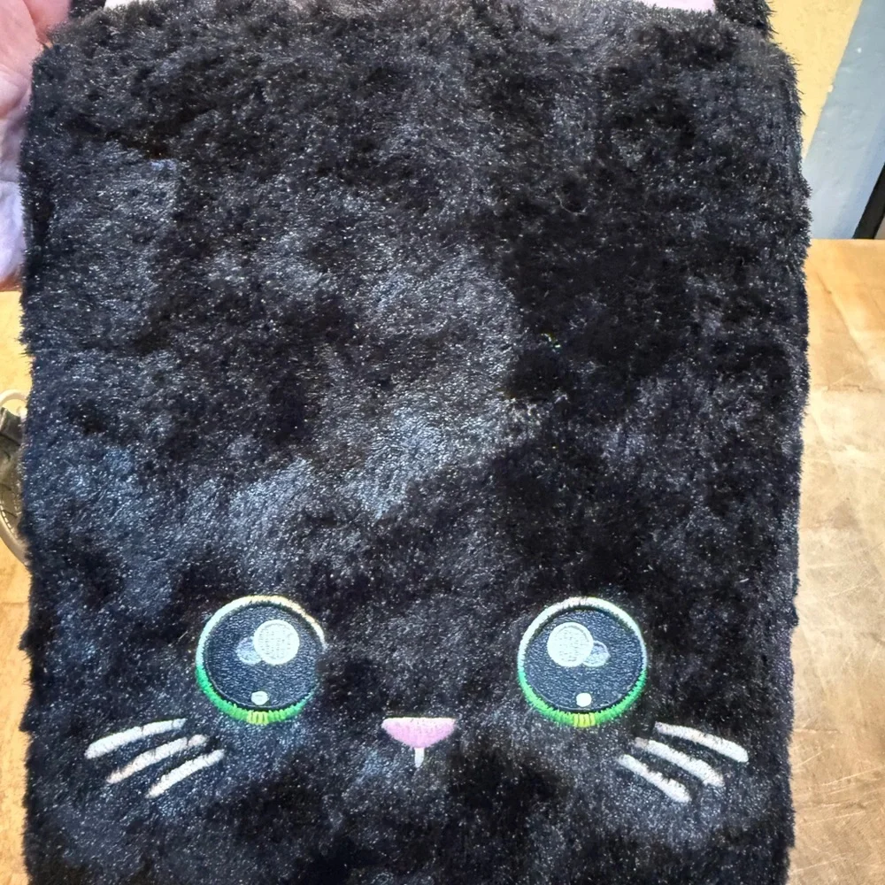 Na Na Na Surprise Black Kitty Cat Plush Fuzzy Backpack Purse Doll Bedroom Case